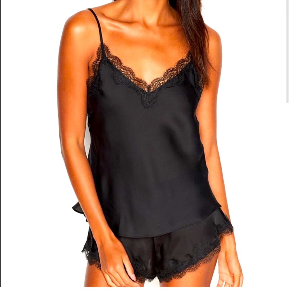 Black satin cami pj set